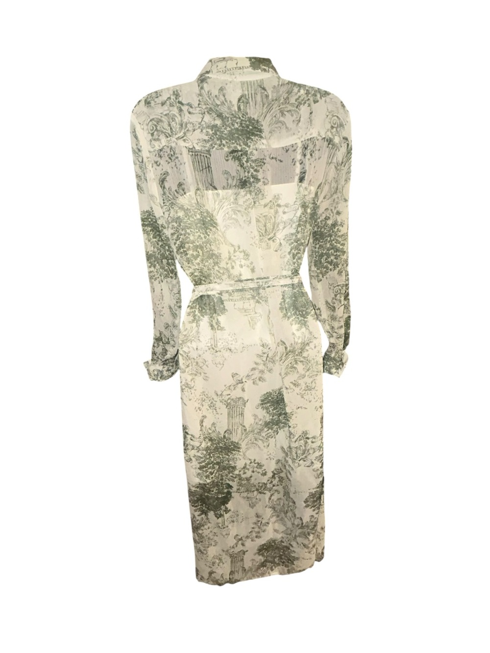 Alex Marie White and Sage Green Printed High-Low Shirt Dress - Picture 7 of 12